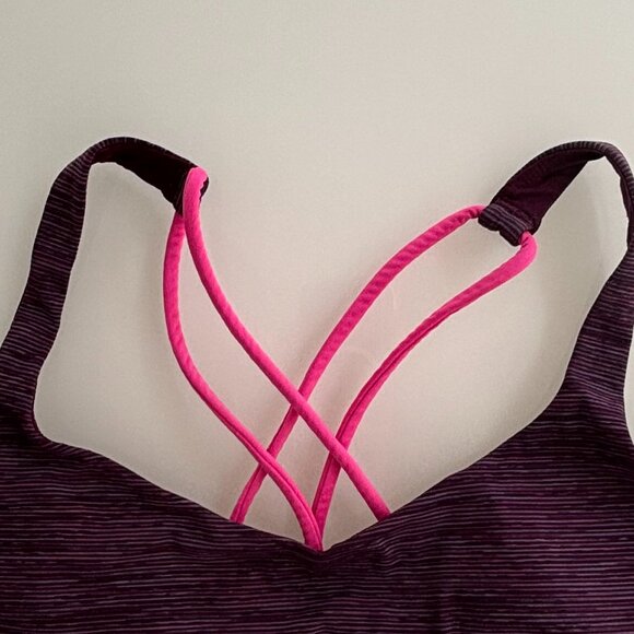 Lululemon Sports Bra & Purple& Black Color & Pink Strap - Picture 2 of 4